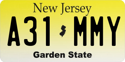NJ license plate A31MMY