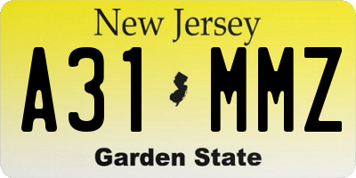 NJ license plate A31MMZ