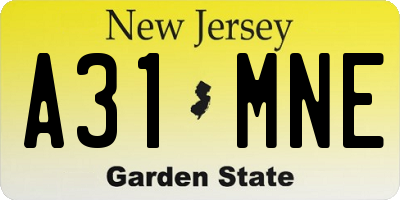 NJ license plate A31MNE