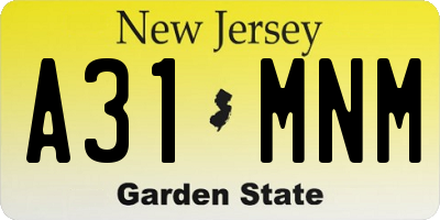 NJ license plate A31MNM