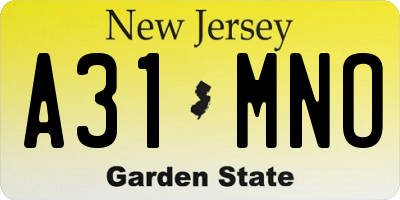 NJ license plate A31MNO