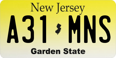 NJ license plate A31MNS