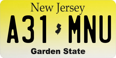 NJ license plate A31MNU