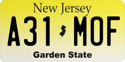 NJ license plate A31MOF
