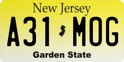 NJ license plate A31MOG