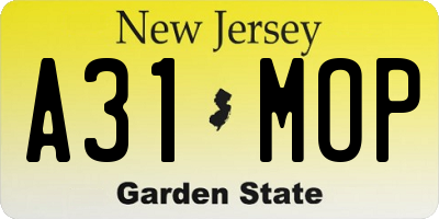 NJ license plate A31MOP