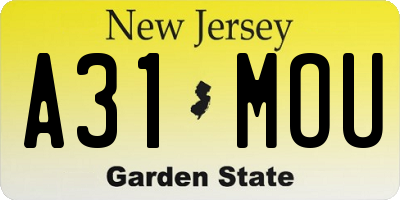 NJ license plate A31MOU