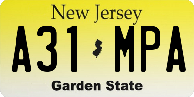 NJ license plate A31MPA