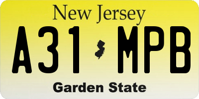 NJ license plate A31MPB