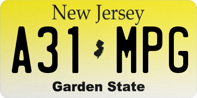 NJ license plate A31MPG