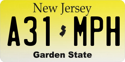 NJ license plate A31MPH