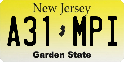 NJ license plate A31MPI