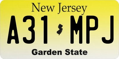 NJ license plate A31MPJ