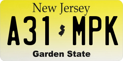NJ license plate A31MPK