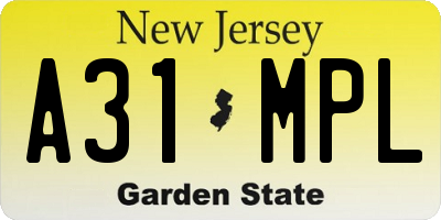 NJ license plate A31MPL