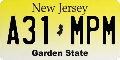 NJ license plate A31MPM