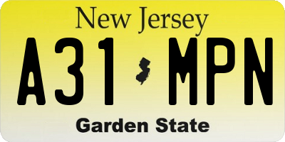 NJ license plate A31MPN