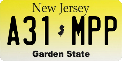 NJ license plate A31MPP