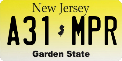 NJ license plate A31MPR