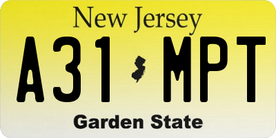 NJ license plate A31MPT