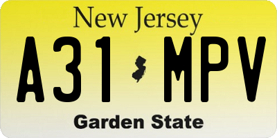 NJ license plate A31MPV
