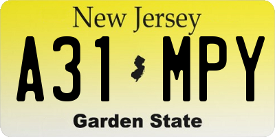 NJ license plate A31MPY