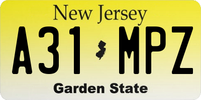 NJ license plate A31MPZ