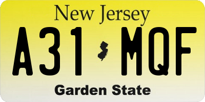NJ license plate A31MQF