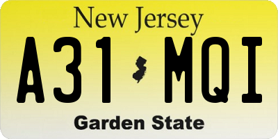 NJ license plate A31MQI