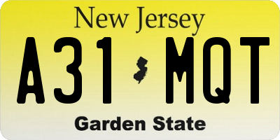 NJ license plate A31MQT