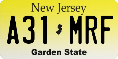 NJ license plate A31MRF