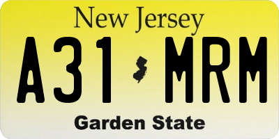 NJ license plate A31MRM