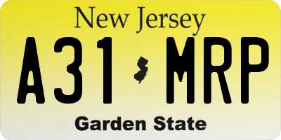 NJ license plate A31MRP