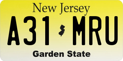 NJ license plate A31MRU