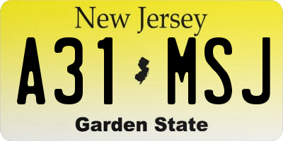 NJ license plate A31MSJ