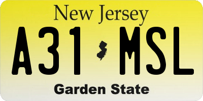 NJ license plate A31MSL