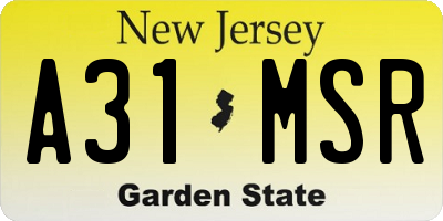 NJ license plate A31MSR