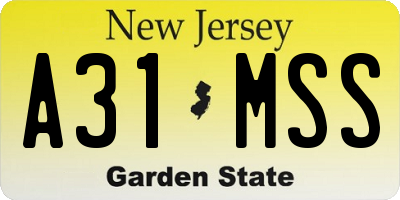 NJ license plate A31MSS