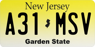 NJ license plate A31MSV