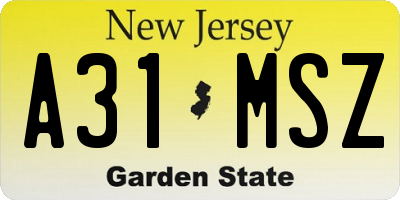 NJ license plate A31MSZ