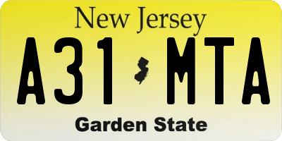 NJ license plate A31MTA