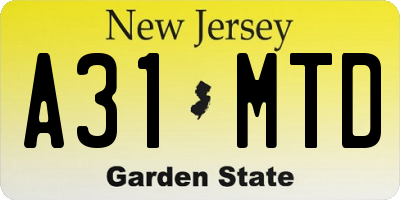 NJ license plate A31MTD
