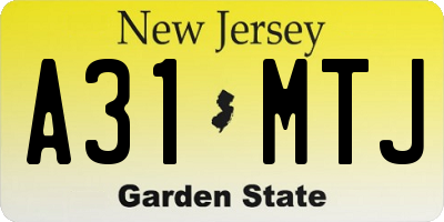 NJ license plate A31MTJ