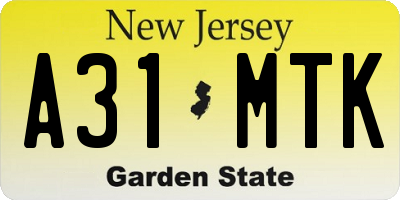 NJ license plate A31MTK