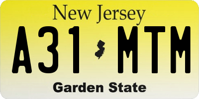 NJ license plate A31MTM
