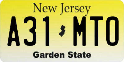 NJ license plate A31MTO