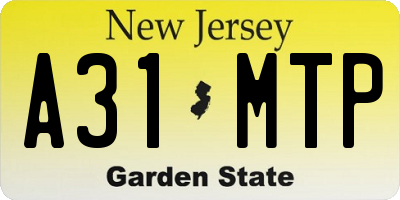 NJ license plate A31MTP