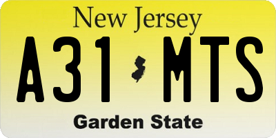 NJ license plate A31MTS
