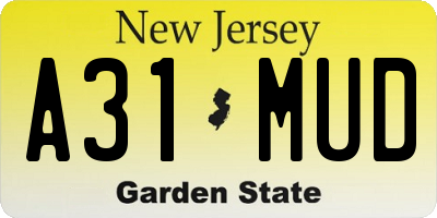 NJ license plate A31MUD