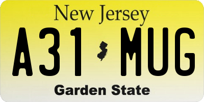 NJ license plate A31MUG